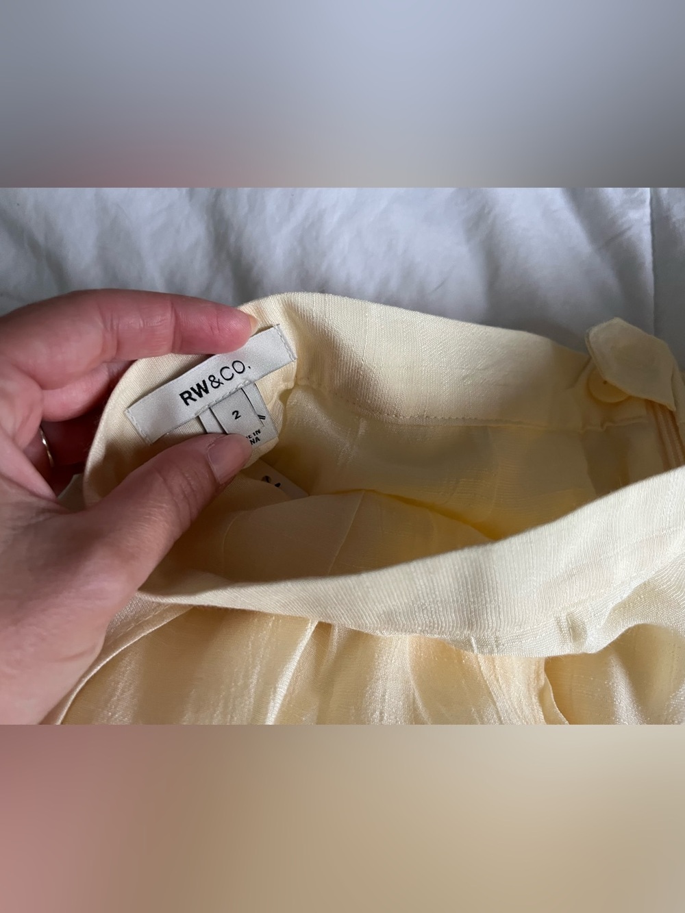 RW&CO. Pale Yellow Asymmetric Midi Skirt - Picture 5 of 9